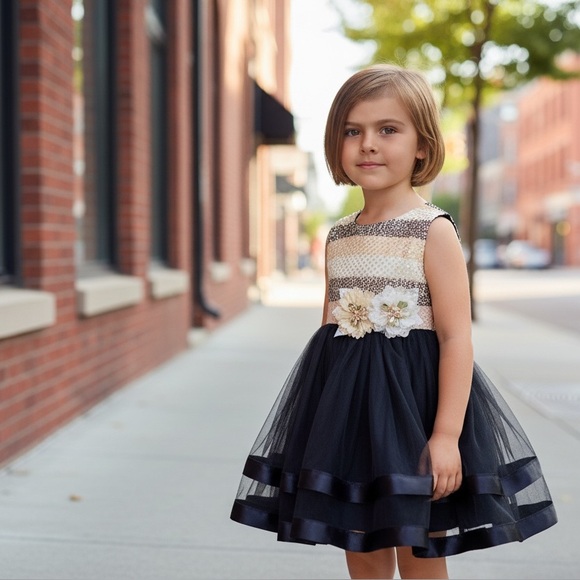 Flower Girl Dress with Layered Tutu Bottom - Picture 1 of 2
